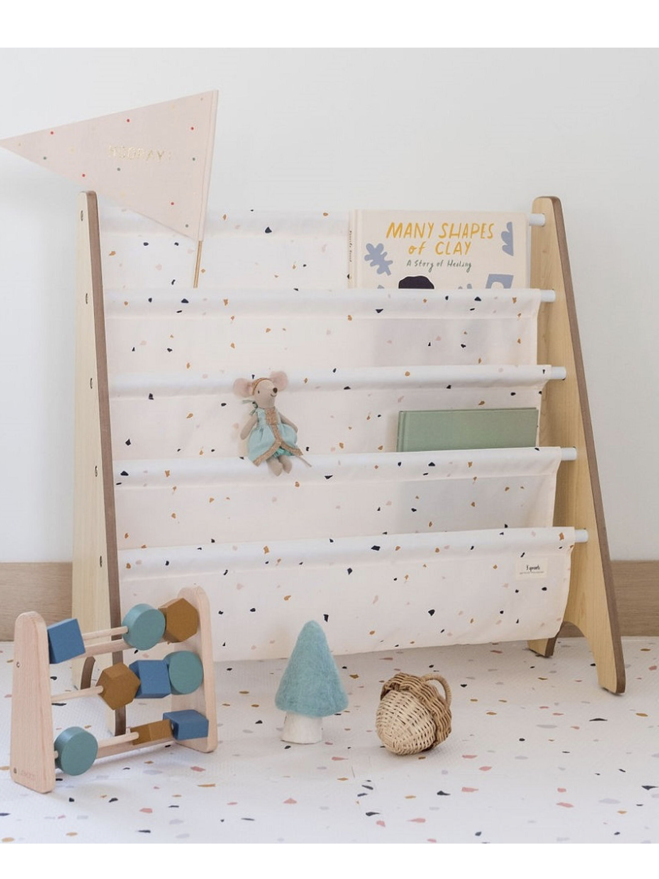 رف تنظيم الكتب معاد تدويره من 3 سبراوتس - أبيض كريمي image number 4