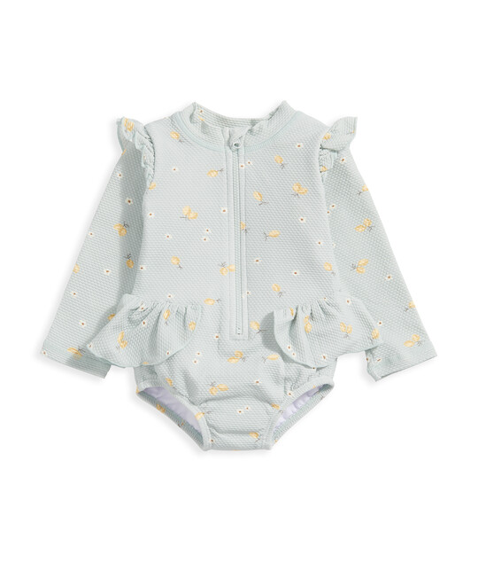 بدلة سباحة بكشكش وأكمام طويلة - وردي بدلة سباحة بكشكش وأكمام طويلة - وردي image number 2