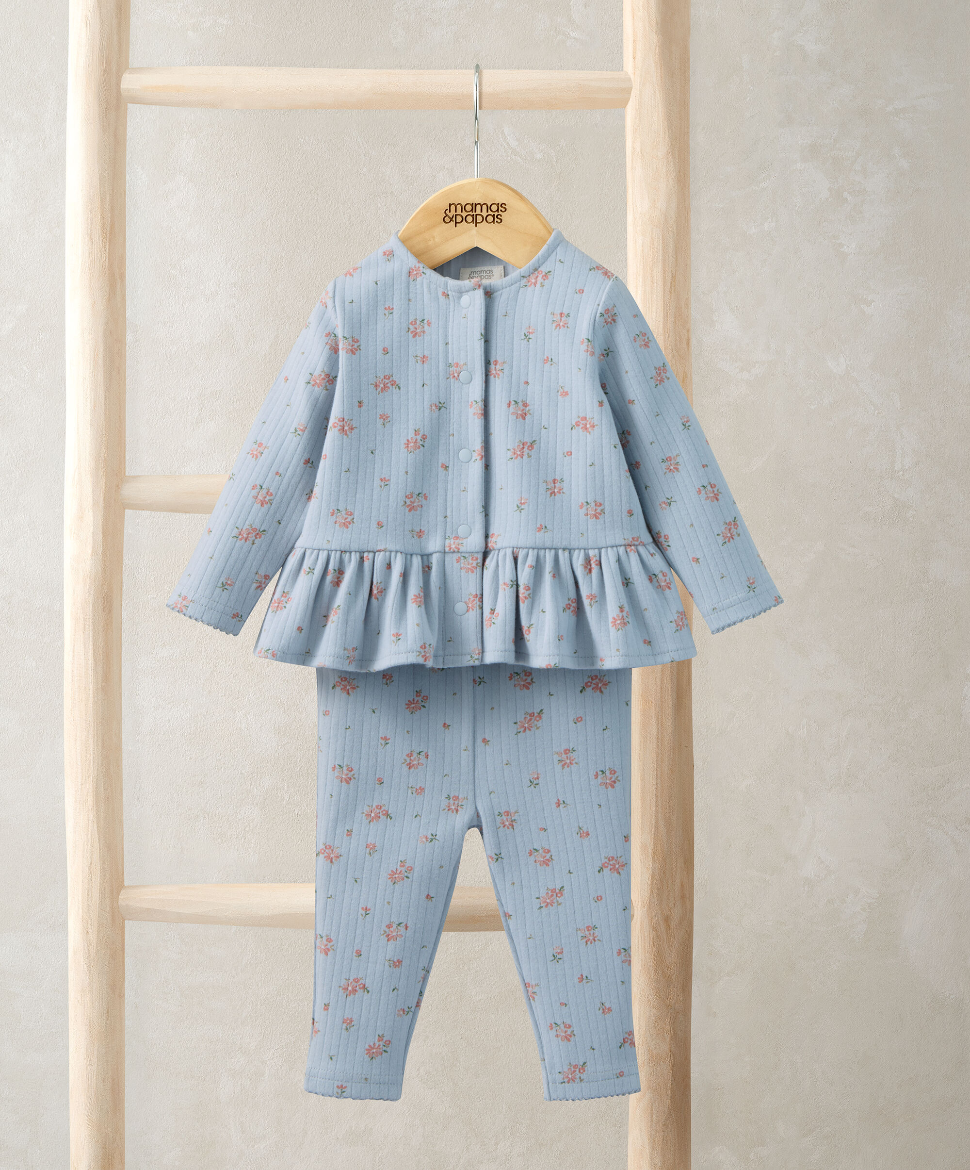 طقم بلوزة بنقشة زهور ولغينغز، قطعتين image number 1