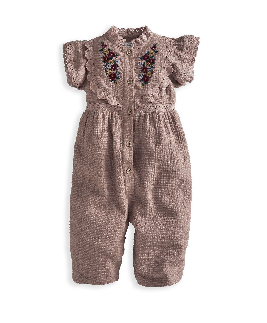 Pink Embroidered Romper image number 2
