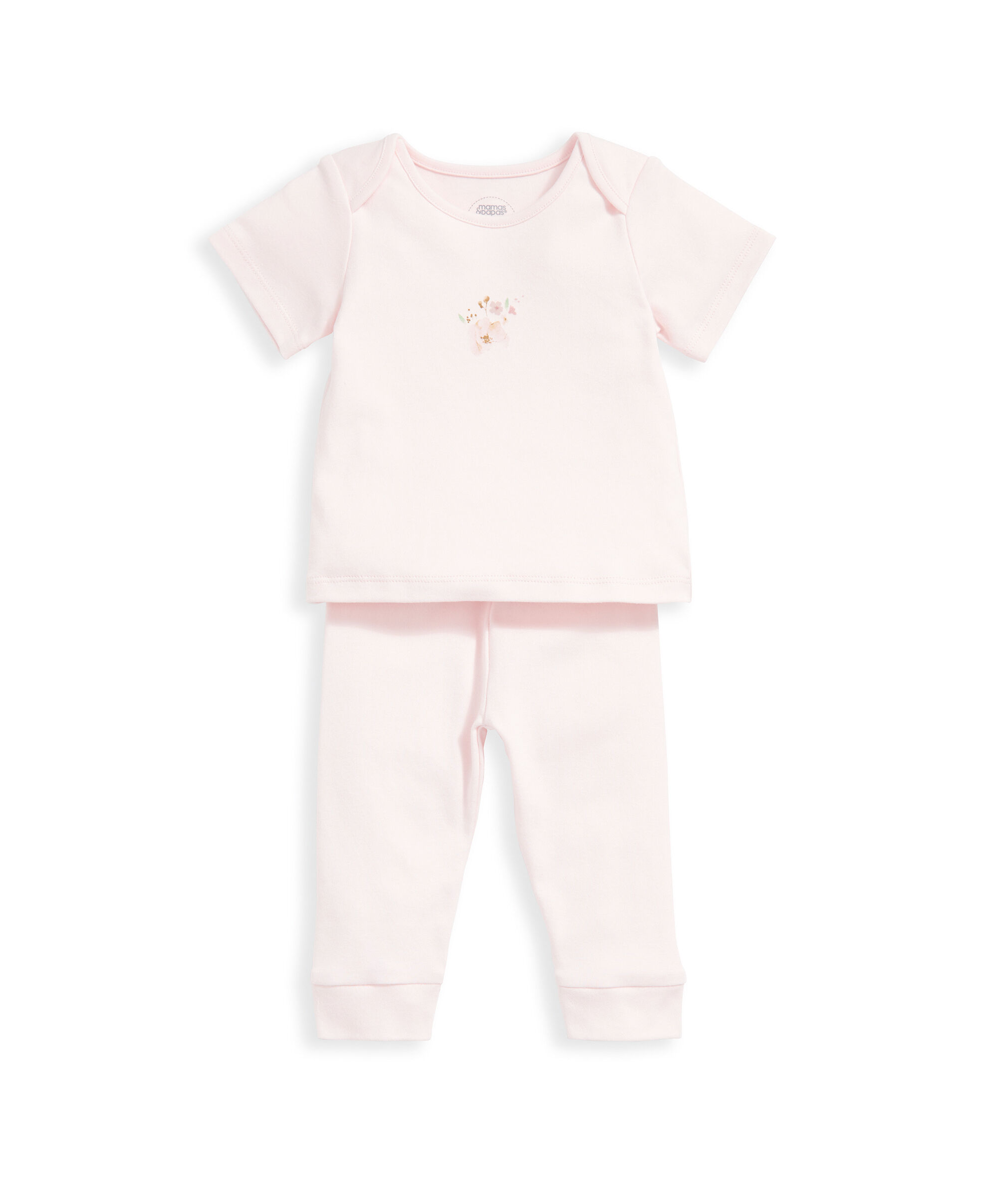 طقم بيجاما بنقشة زهور بألوان مائية - قطعتان بلون وردي image number 3