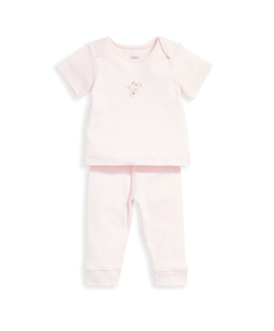 طقم بيجاما بنقشة زهور بألوان مائية - قطعتان بلون وردي طقم بيجاما بنقشة زهور بألوان مائية - قطعتان بلون وردي image number 3