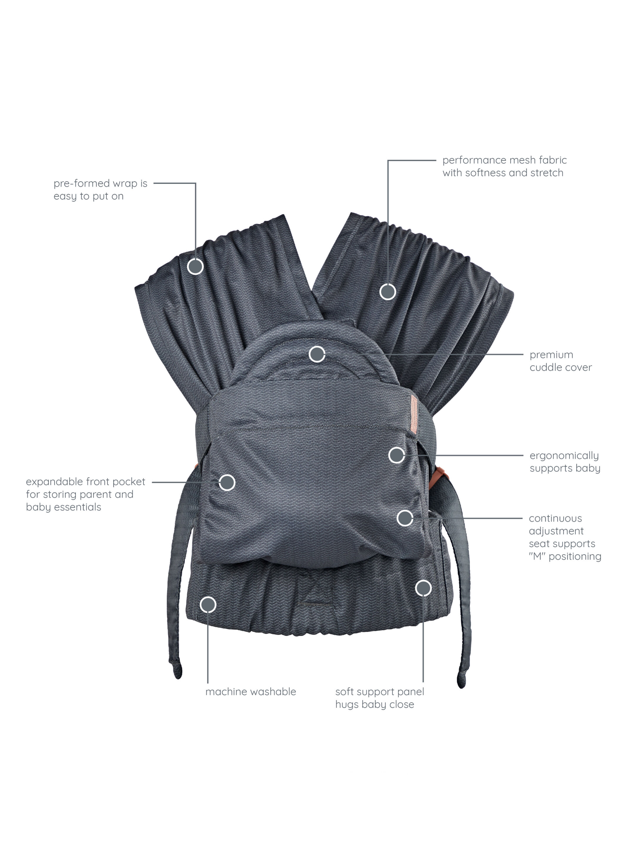 حمالة أطفال هاج اند كادل بتصميم ملفوف قابل للتعديل من إنفانتينو image number 4