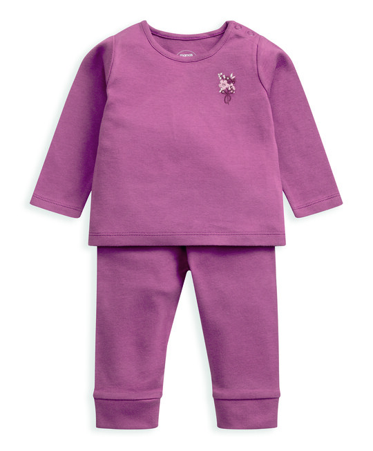 طقم بيجاما جيرسيه بنقشة زهور - قطعتان طقم بيجاما جيرسيه بنقشة زهور - قطعتان image number 3