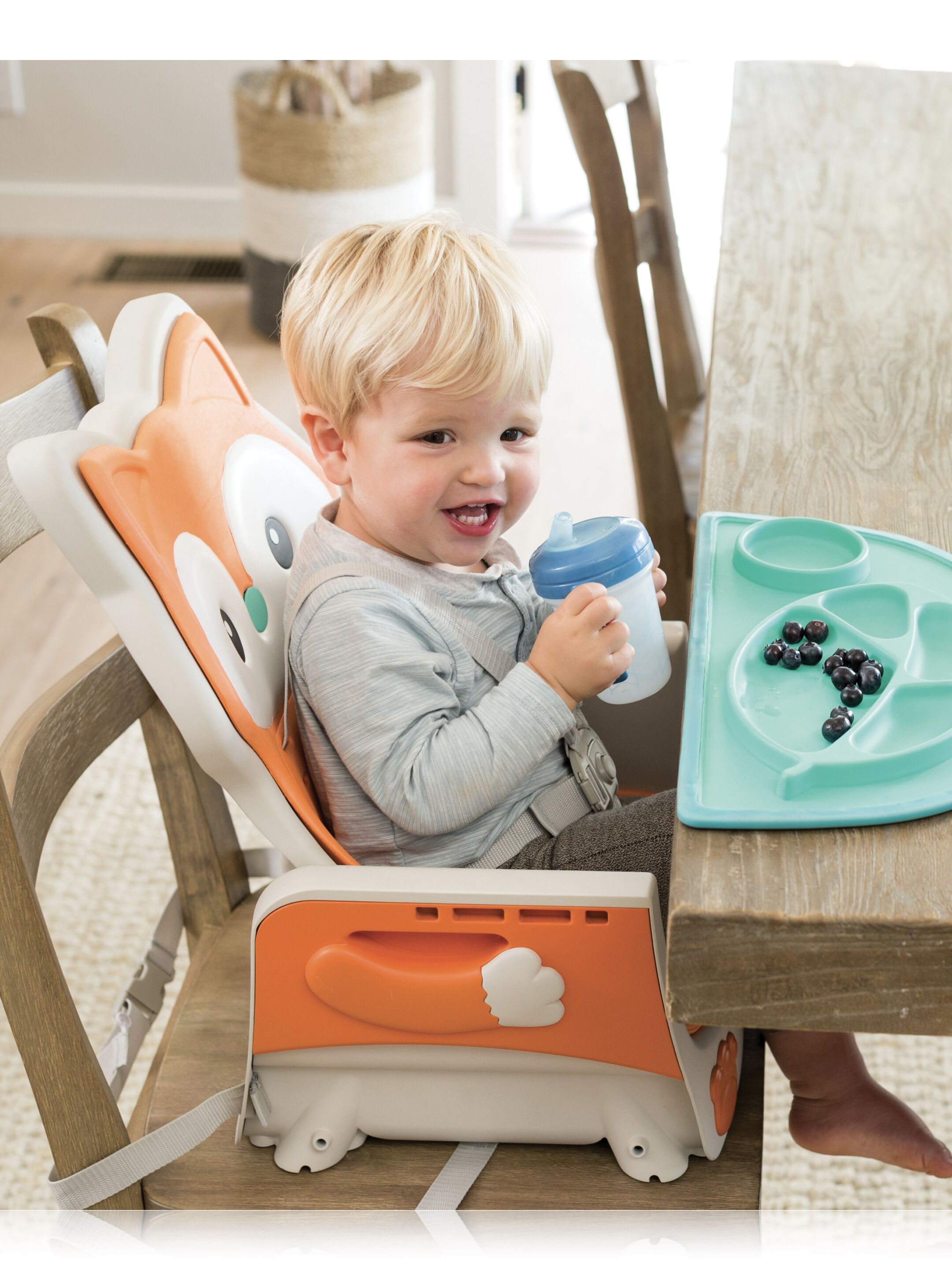 كرسي مرتفع قابل للتحويل 4 في 1 من إنفانتينو - تصميم ثعلب بلون برتقالي image number 2