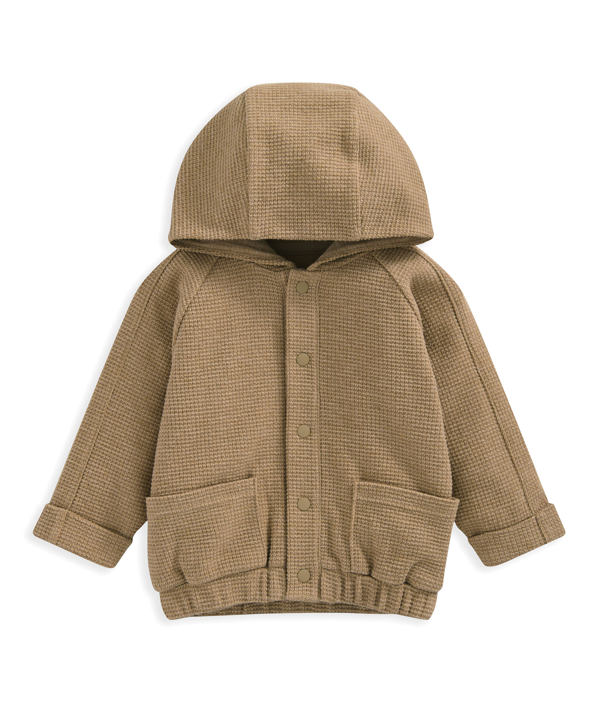 كنزة بومبر بنسيج متشاكل وغطاء رأس - بني image number 2