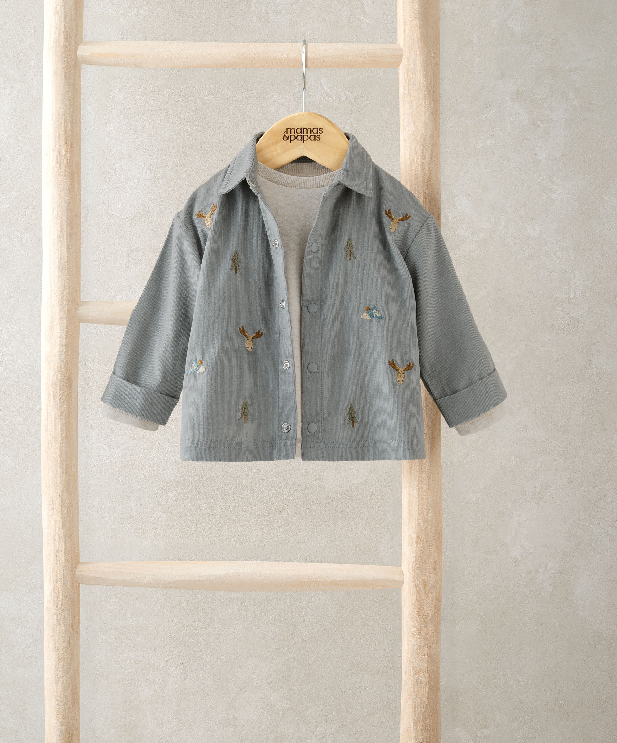 طقم قميص قطن مخملي مضلع وتيشيرت image number 1