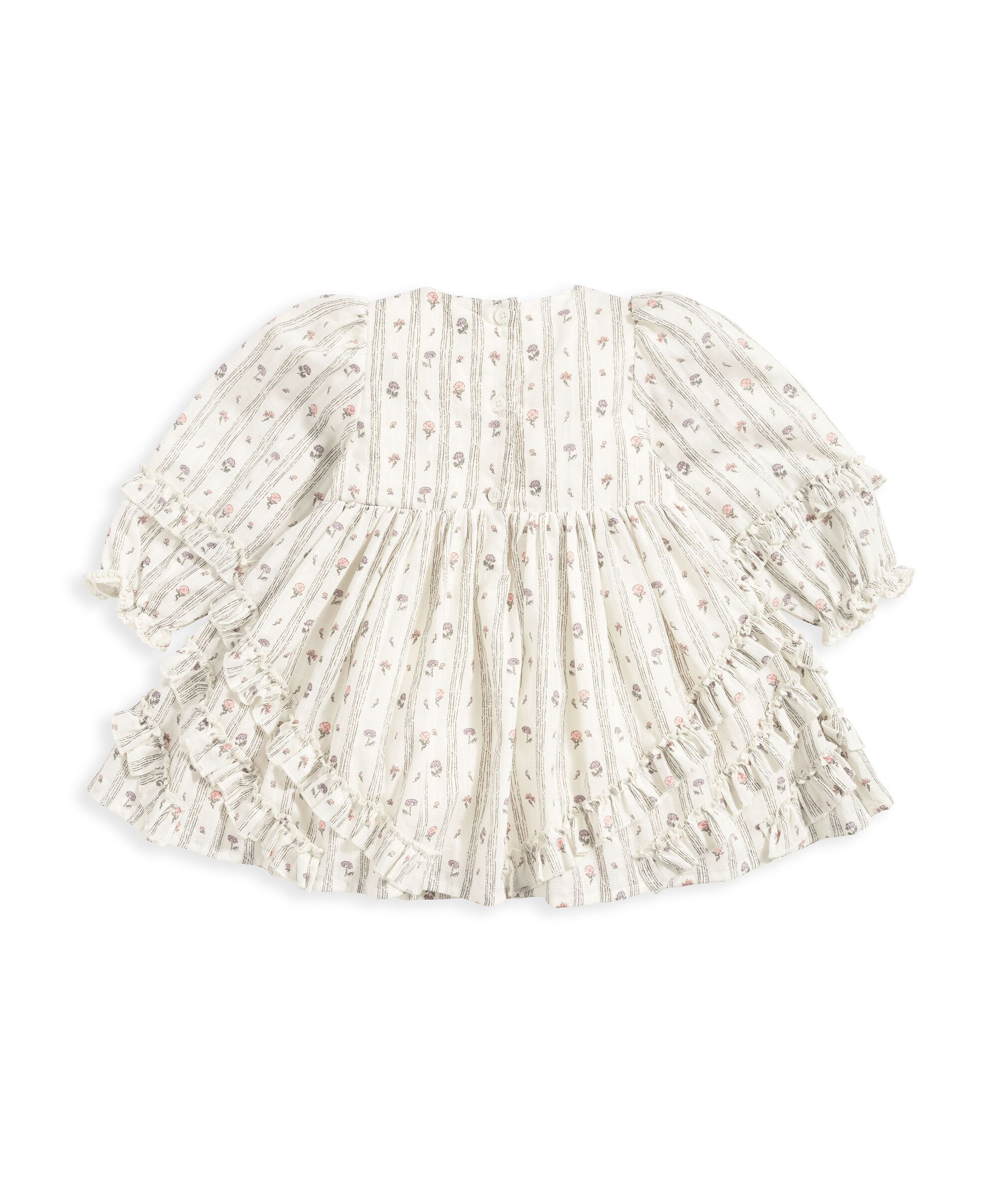 فستان بأكمام طويلة وكشكش ونقشة زهور image number 3