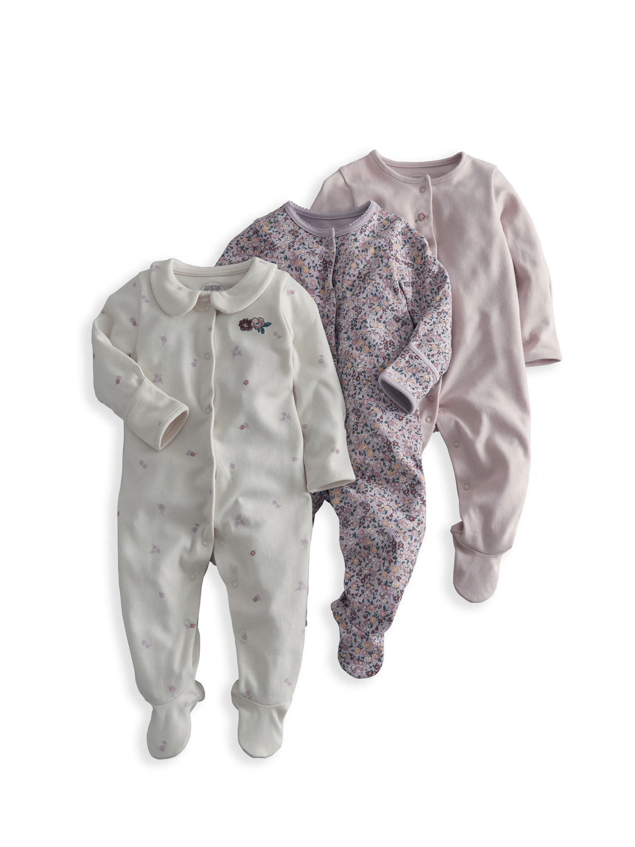 3pk Vintage Floral Sleepsuits image number 2