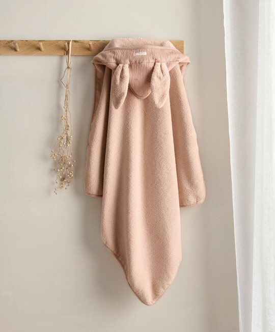 منشفة بغطاء رأس للرضع - وردي بتصميم أرنب منشفة بغطاء رأس للرضع - وردي بتصميم أرنب image number 1