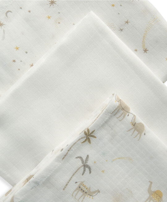 طقم مربعات موسلين بنقشة جمل - 3 قطع بلون محايد طقم مربعات موسلين بنقشة جمل - 3 قطع بلون محايد image number 2