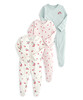 3 Pack Geranium Sleepsuits 3 Pack Geranium Sleepsuits image number 2