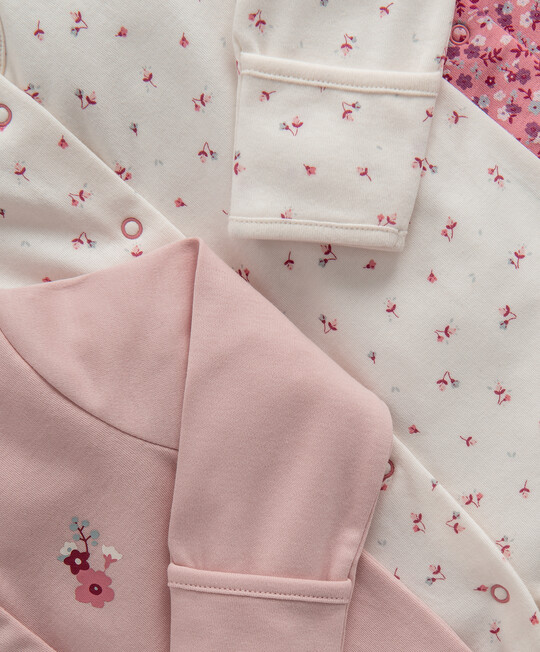 طقم بيجاما قطعة واحدة بنقشة زهور- 3 قطع طقم بيجاما قطعة واحدة بنقشة زهور- 3 قطع image number 2