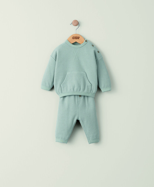 طقم سترة ولغينغز بنسيج متشابك- قطعتان طقم سترة ولغينغز بنسيج متشابك- قطعتان image number 1