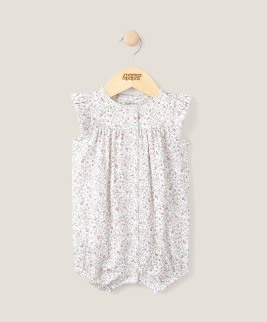 رومبر قصير بنقشة زهور جيرسيه - وردي رومبر قصير بنقشة زهور جيرسيه - وردي image number 1