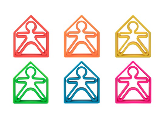 لعبة 6 أطفال + 6 منازل بألوان فاقعة من دينا image number 2
