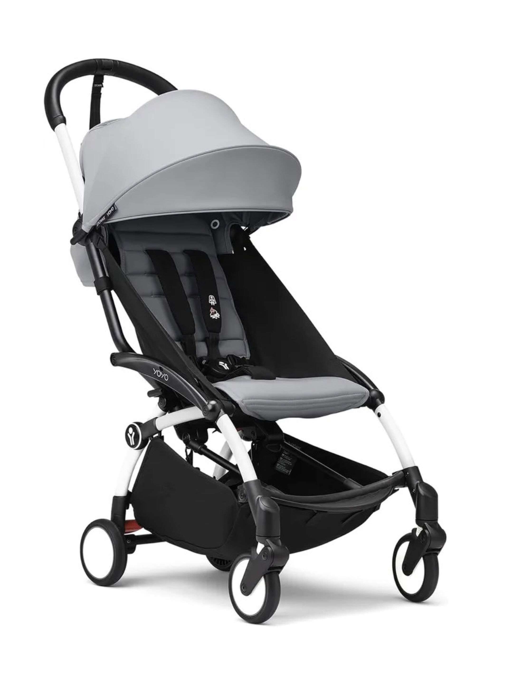 مجموعة هيكل أبيض لعربة أطفال ستوك يويو3 مع مجموعة مقعد للأطفال لعمر 6 شهور فأكثر بلون ستون (قطعتين) image number 1