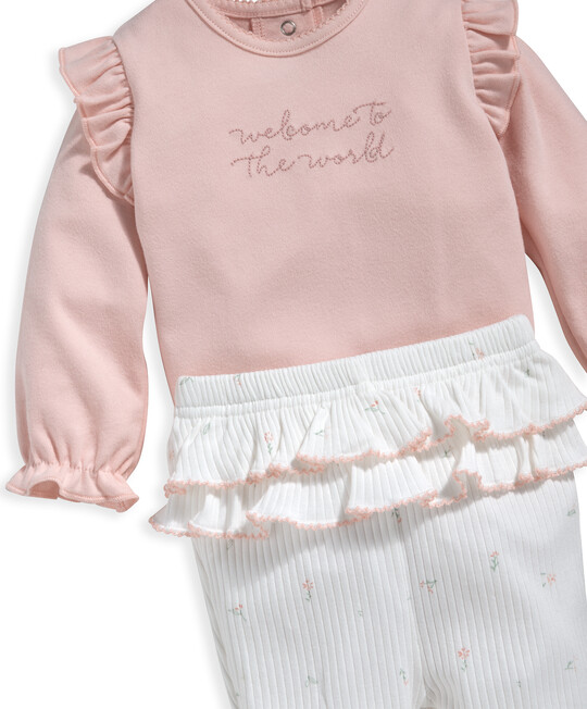 طقم لباس قطعة واحدة وردي ولغينغز - قطعتان طقم لباس قطعة واحدة وردي ولغينغز - قطعتان image number 4