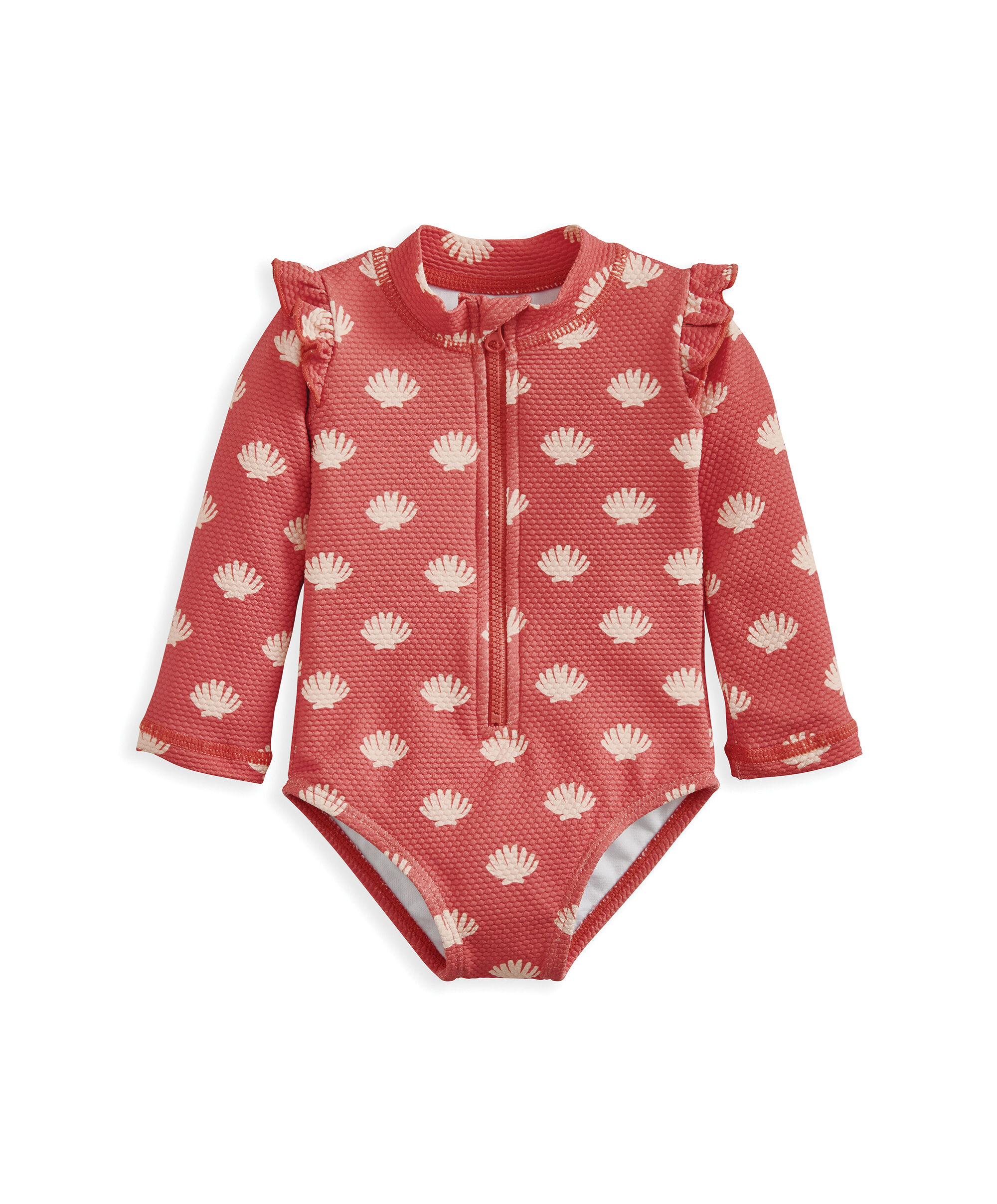 لباس سباحة بأكمام طويلة ونقشة صدف بالكامل image number 2