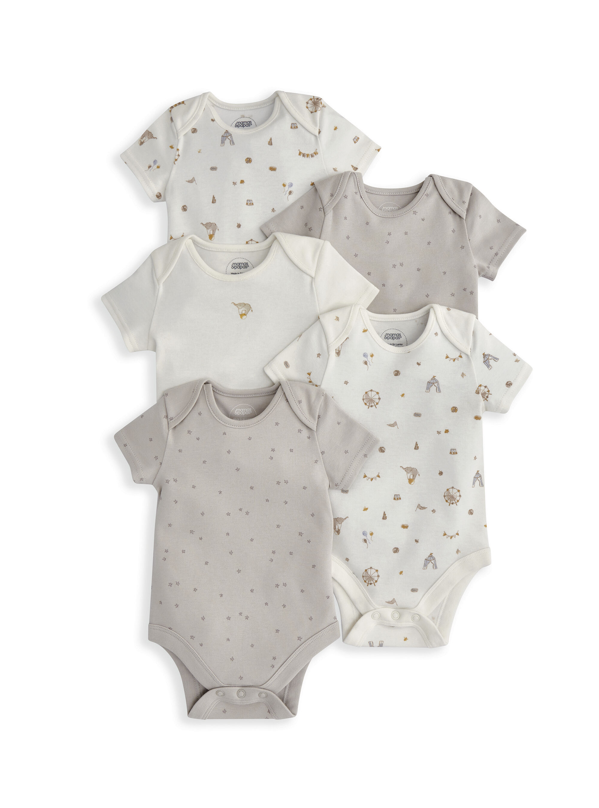 Circus Short Sleeve Bodysuits (Pack of 5)  image number 2