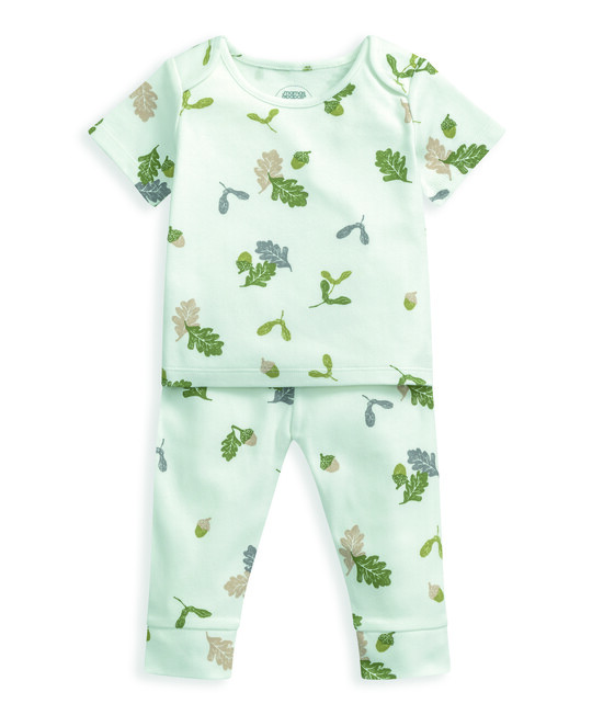 طقم بيجاما جيرسيه بطبعة أوراق شجر - قطعتان طقم بيجاما جيرسيه بطبعة أوراق شجر - قطعتان image number 4