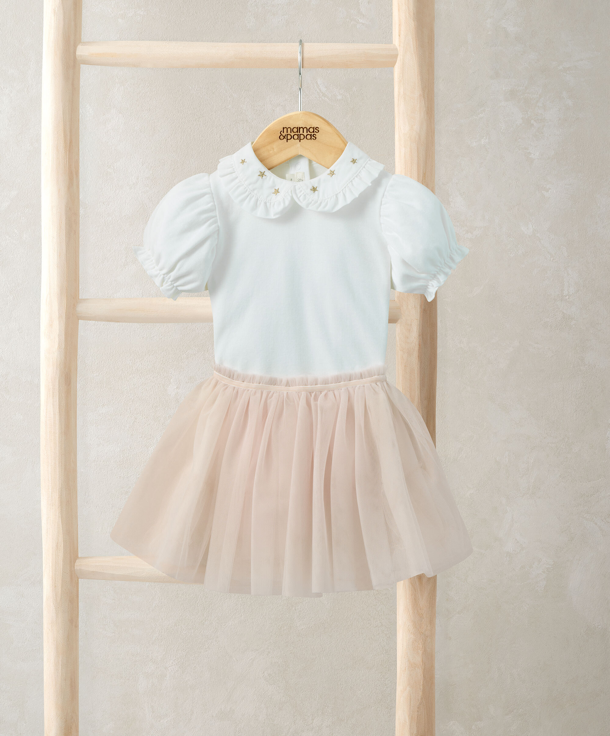 طقم بودي سوت بنجمة مطرزة وتنورة توتو، قطعتين image number 1