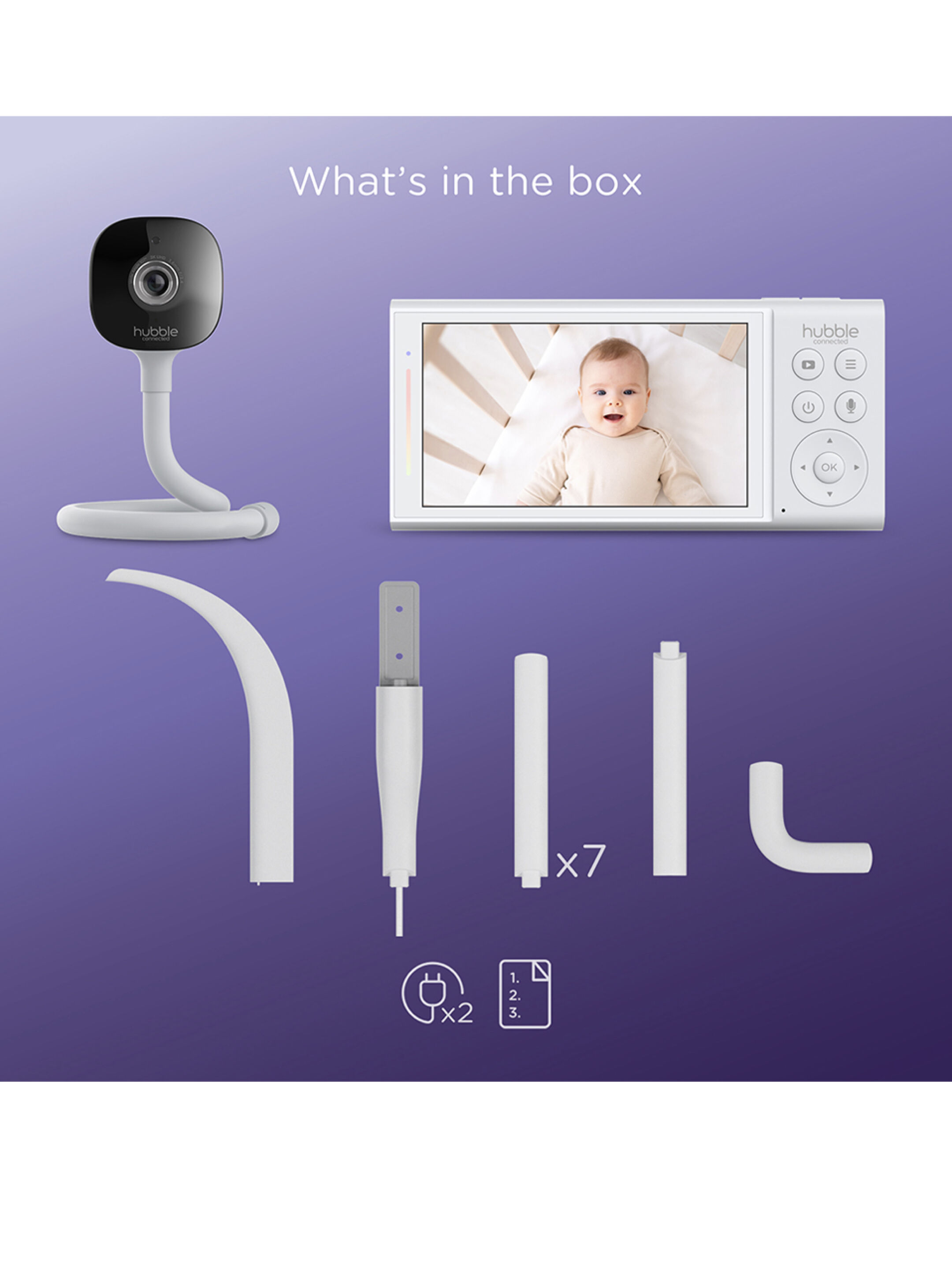 Hubble AI Go Baby Cam 5.0&rdquo; Connected Video Baby Monitor - White image number 3