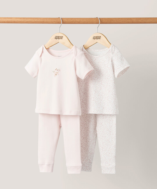 طقم بيجاما بنقشة زهور بألوان مائية - قطعتان بلون وردي طقم بيجاما بنقشة زهور بألوان مائية - قطعتان بلون وردي image number 1