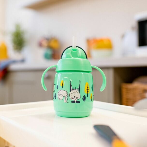 كوب سوبر ستار بماصة للتدرب على الشرب للأطفال من 6 شهور فأكثر من تومي تيبي بلون أخضر - 300 ملل image number 3