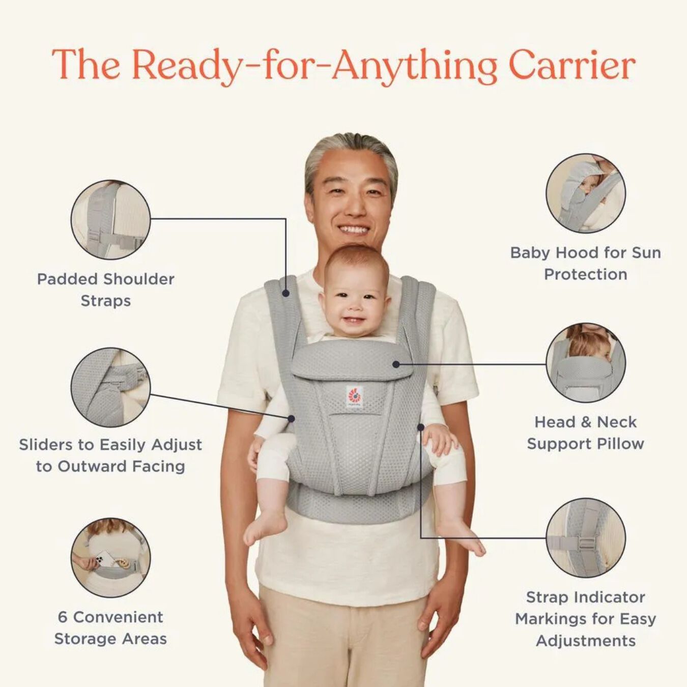 Ergobaby Omni Deluxe Mesh - Pearl Grey image number 3