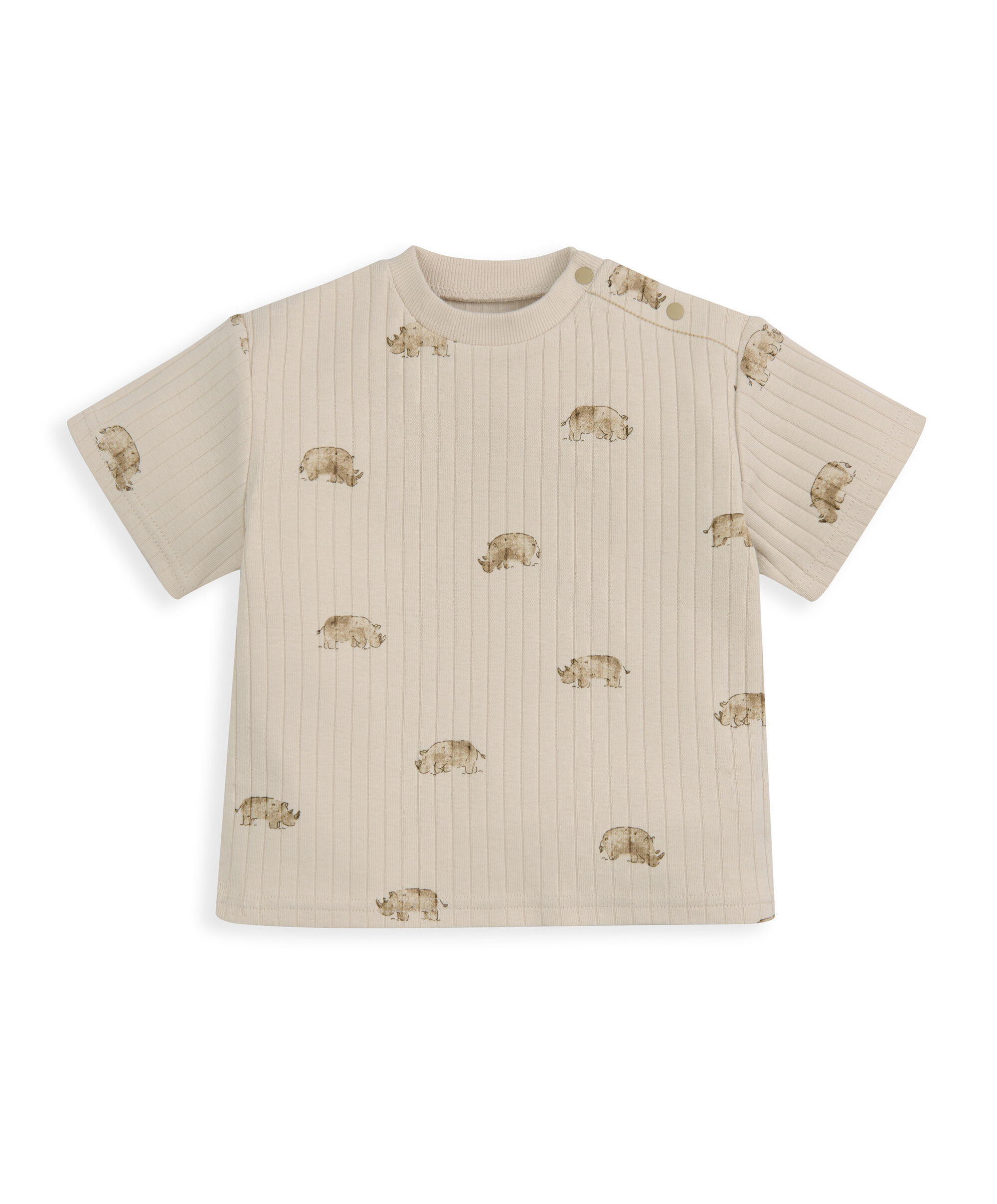 طقم تيشيرت مضلع بنقشة وحيد القرن وبنطال، قطعتين image number 2