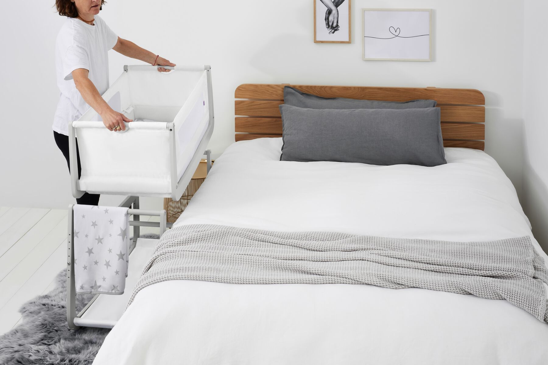 مهد سنوزبود⁴ لجانب السرير - رمادي فاتح image number 5