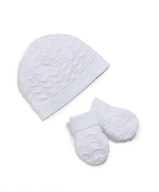 Textured Knit Hat & Mitts:No Color:6-12 image number 1