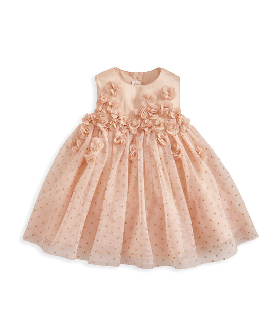 فستان مزين بزهور بارزة - وردي فستان مزين بزهور بارزة - وردي image number 2