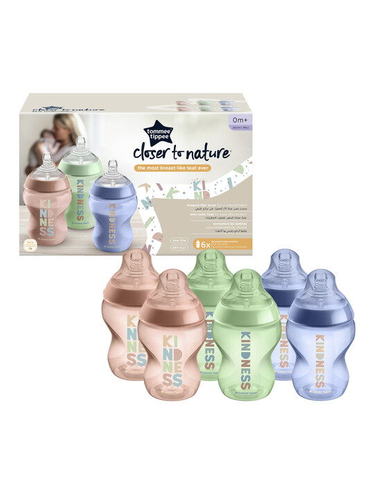 مجموعة زجاجات رضاعة كلوزر تو نيتشر بنقشة من تومي تيبي، 260 ملل × 6 مجموعة زجاجات رضاعة كلوزر تو نيتشر بنقشة من تومي تيبي، 260 ملل × 6 image number 1