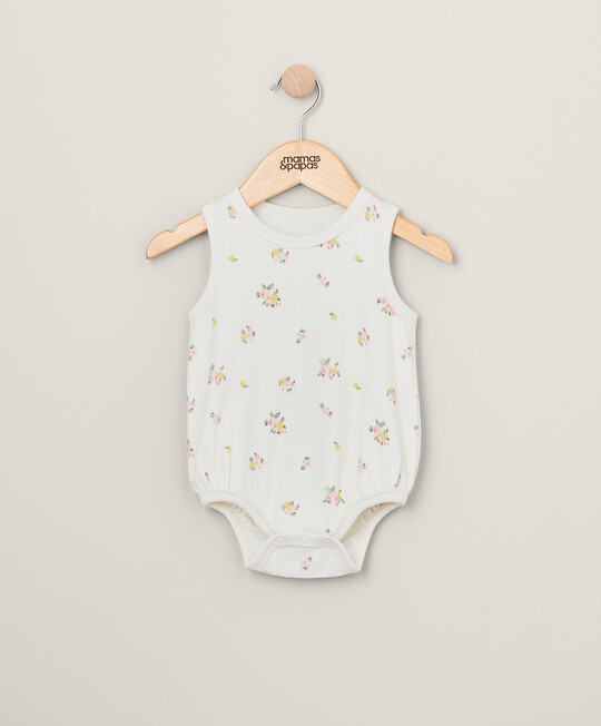 لباس قطعة واحدة من قماش مناشف بنقشة زهور لباس قطعة واحدة من قماش مناشف بنقشة زهور image number 1