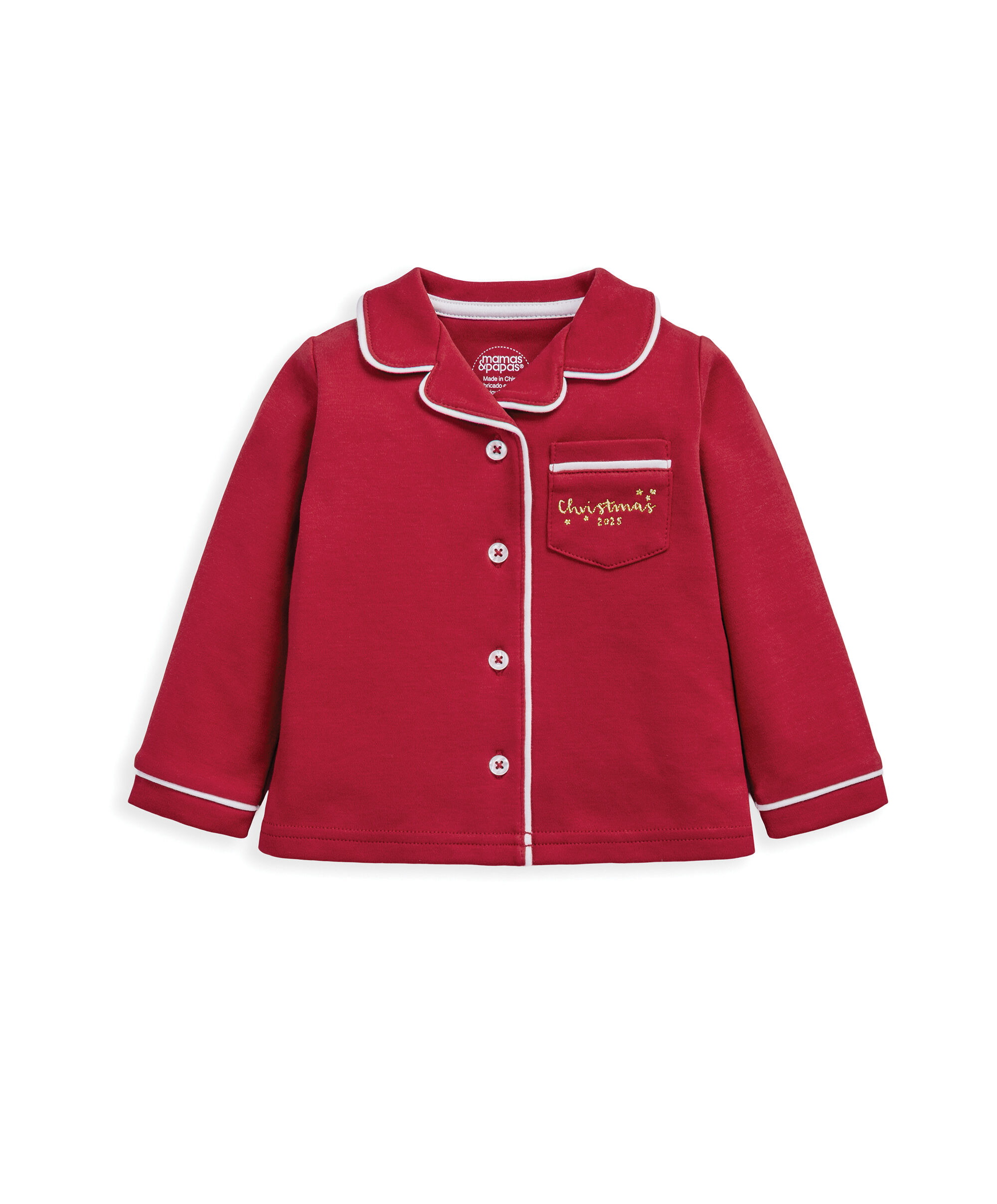 طقم بيجامة كلاسيكي بلون أحمر للكريسماس image number 5