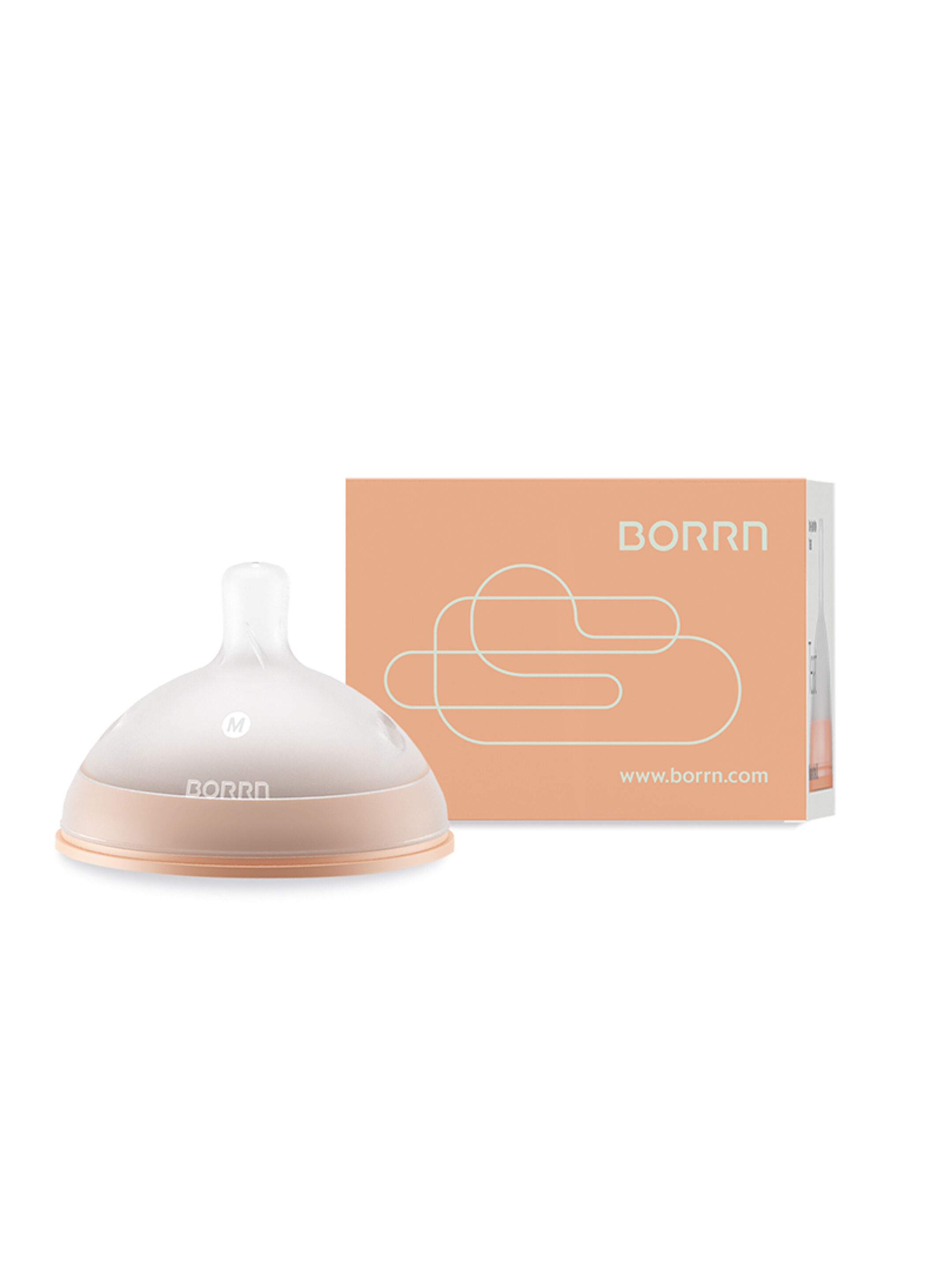 حلمة سيليكون خالية من مادة بيسفينول أ وغير سامة بتدفق متوسط من بورن image number 1