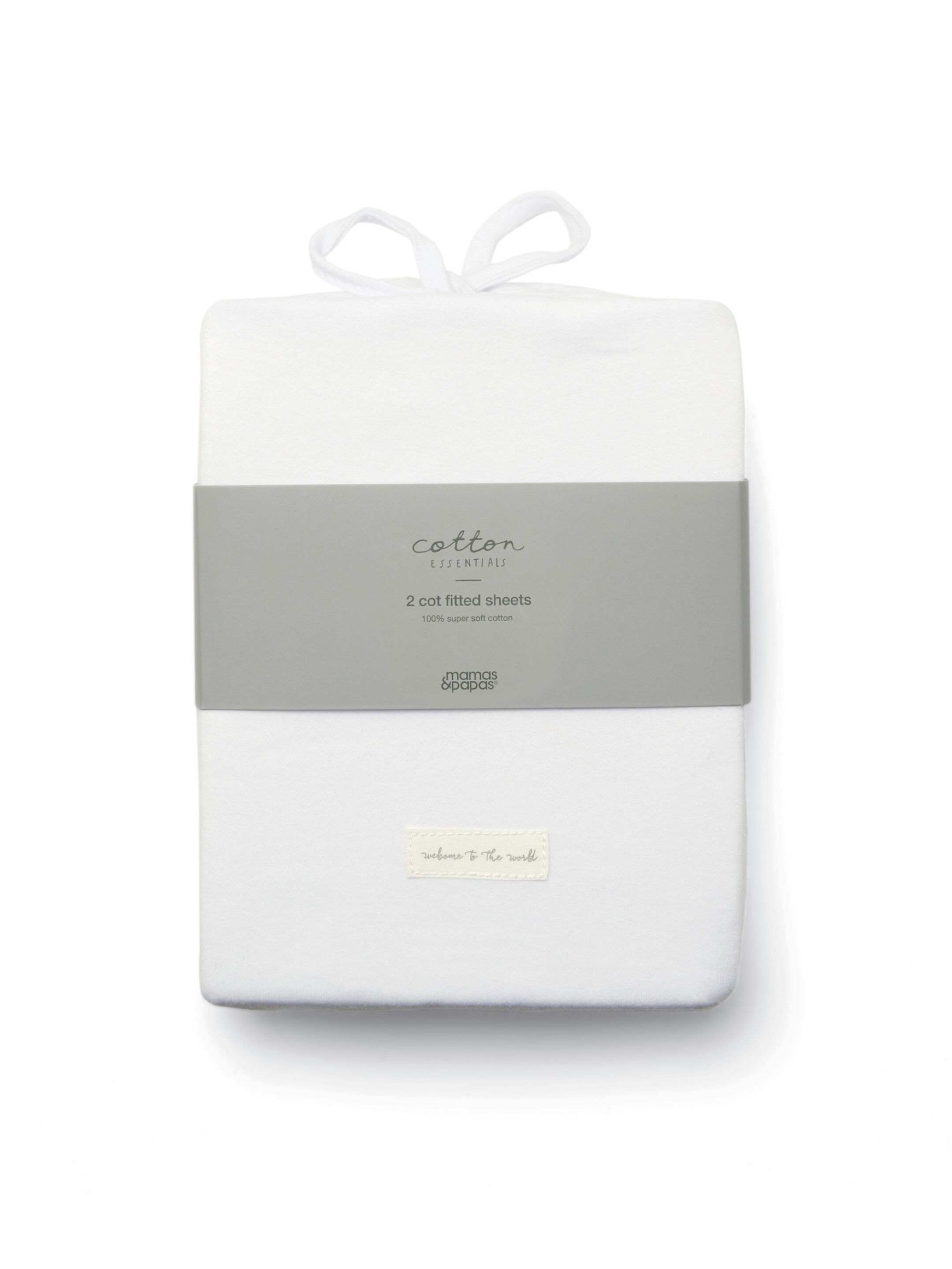 طقم شرشف مهد بحواف مطاطية من قطعتين (63 &times; 127 سم) - أبيض