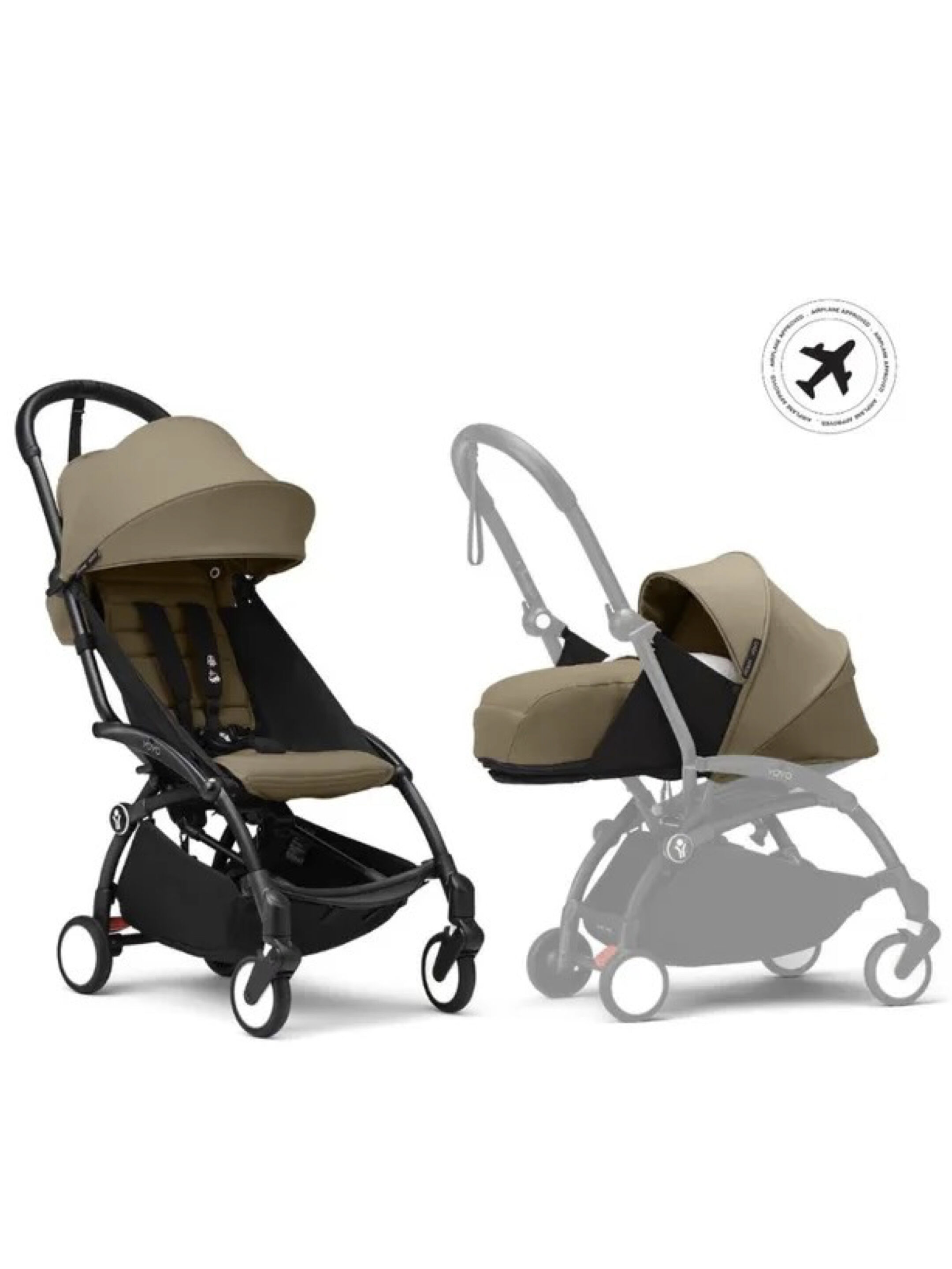 Stokke YOYO3 Full Stroller with Black Frame, 0+ Newborn and 6+ Color Pack - Toffee (3 pieces) image number 1