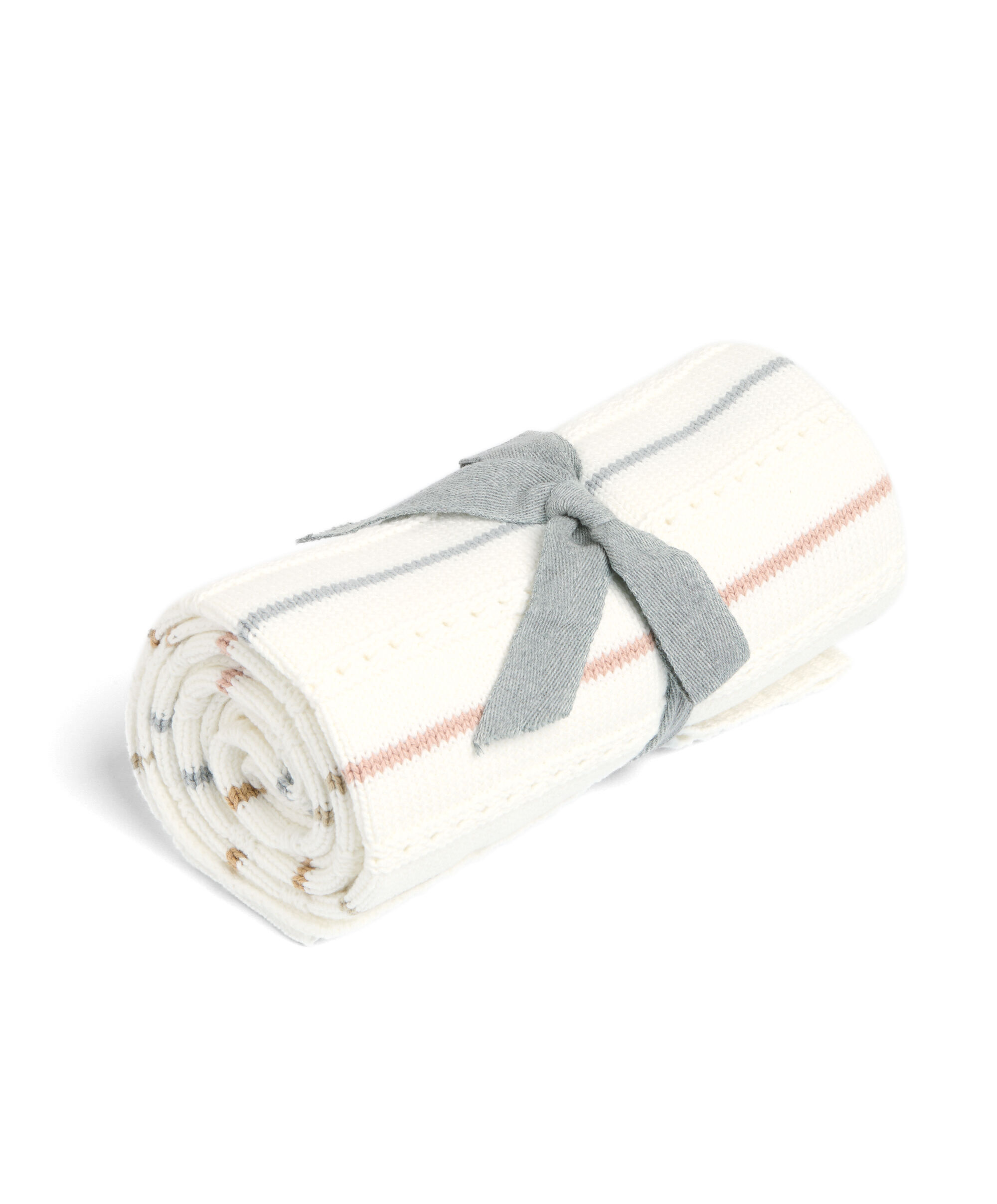 بطانية منسوجة مخططة بلون نوترال image number 2