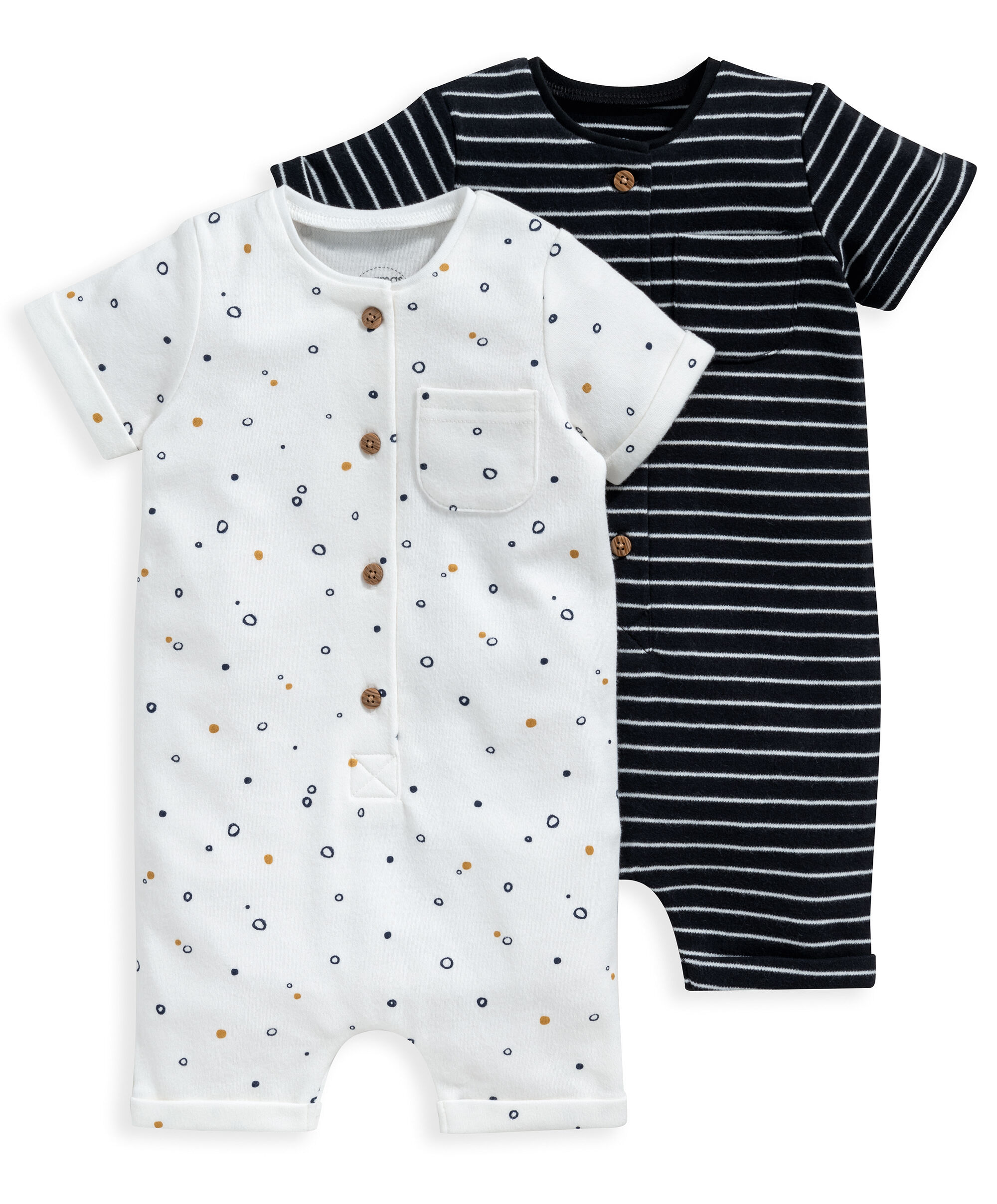 طقم رومبر بأكمام قصيرة ولون أحادي - قطعتان image number 1