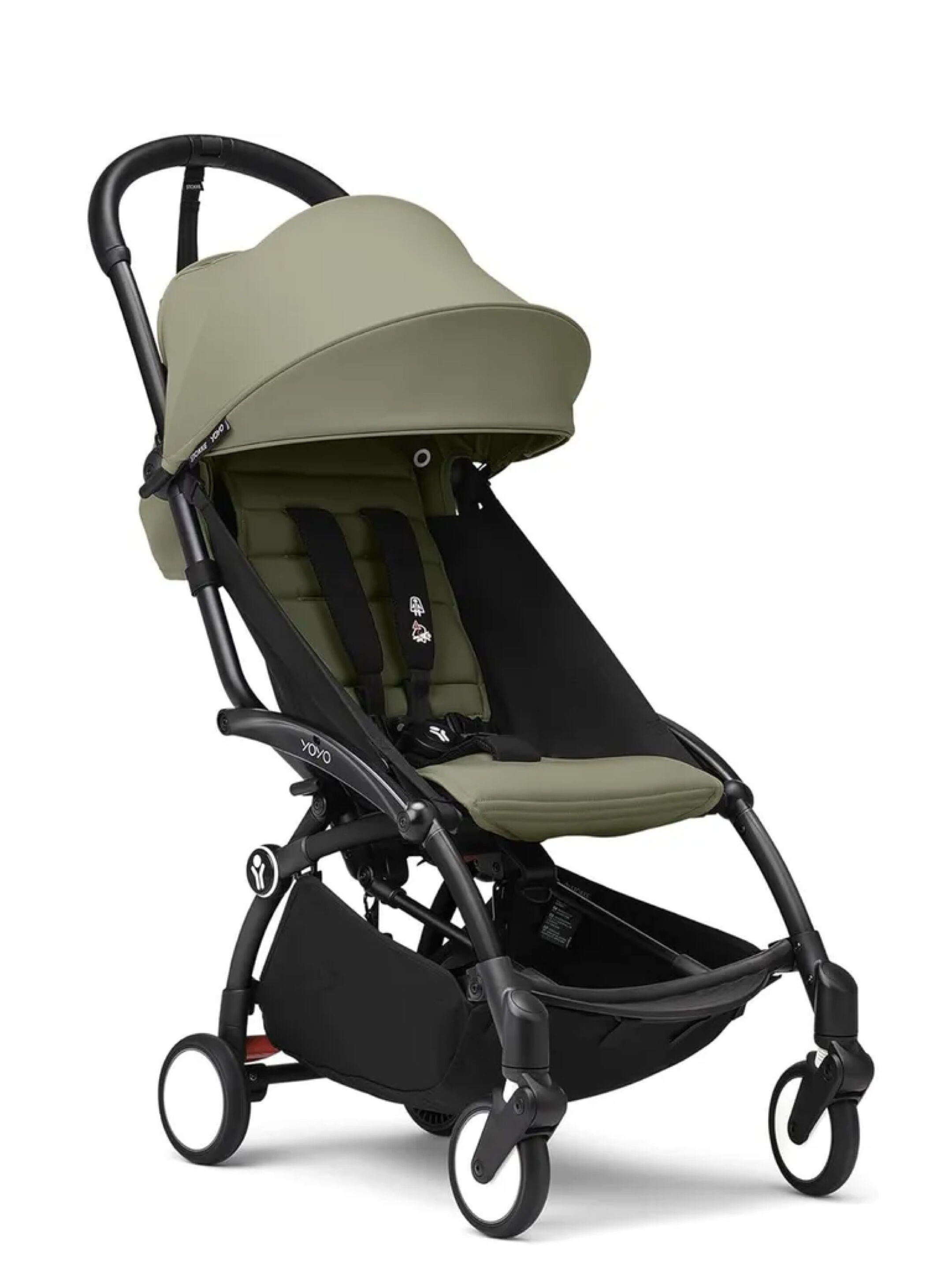 مجموعة هيكل أسود لعربة أطفال ستوك يويو3 مع مجموعة مقعد للأطفال لعمر 6 شهور فأكثر بلون أزرق (قطعتين)