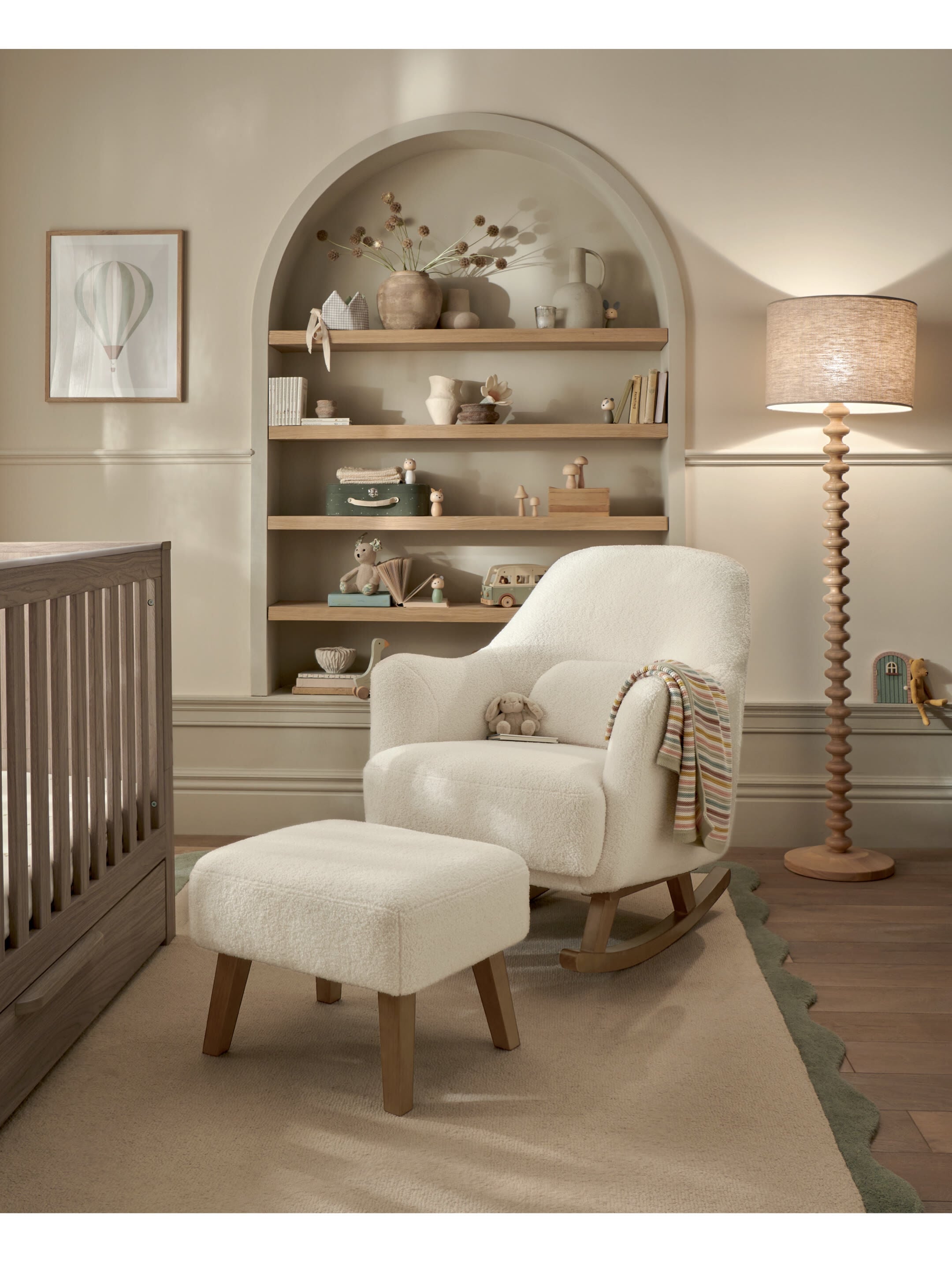 Penrose Nursing Chair & Stool Off White