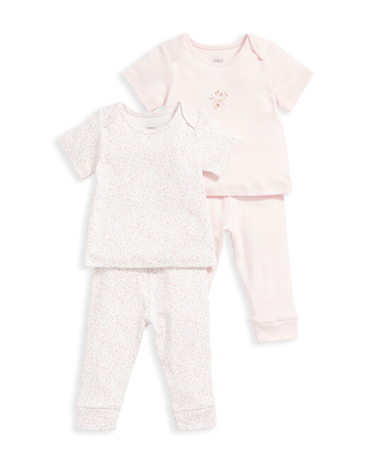 طقم بيجاما بنقشة زهور بألوان مائية - قطعتان بلون وردي طقم بيجاما بنقشة زهور بألوان مائية - قطعتان بلون وردي image number 2