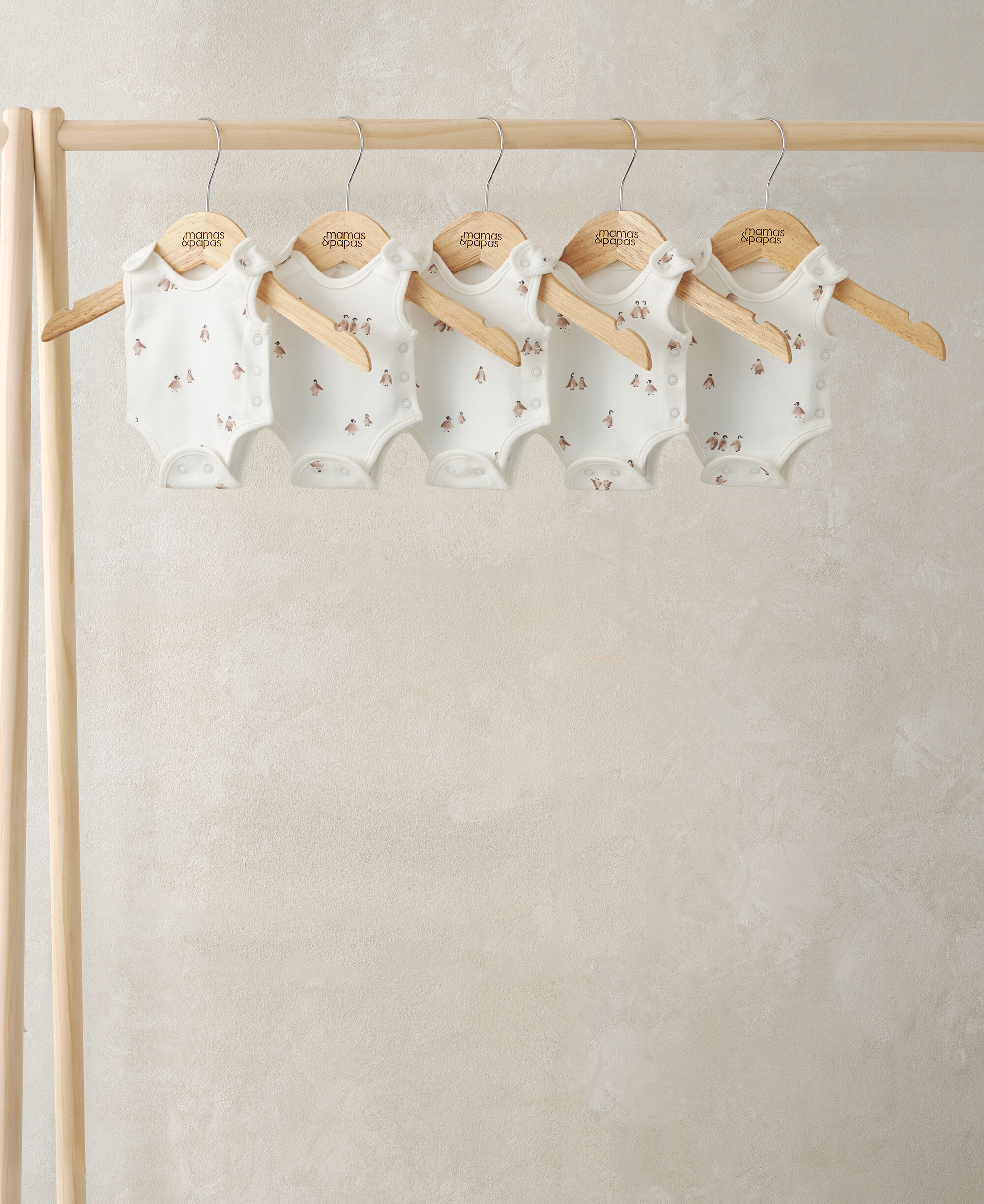 طقم بودي سوت بنقشة طائر لقلق للرضع، 5 قطع image number 1