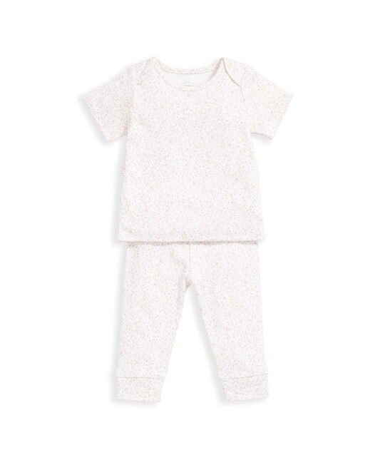 طقم بيجاما بنقشة زهور بألوان مائية - قطعتان بلون وردي طقم بيجاما بنقشة زهور بألوان مائية - قطعتان بلون وردي image number 4