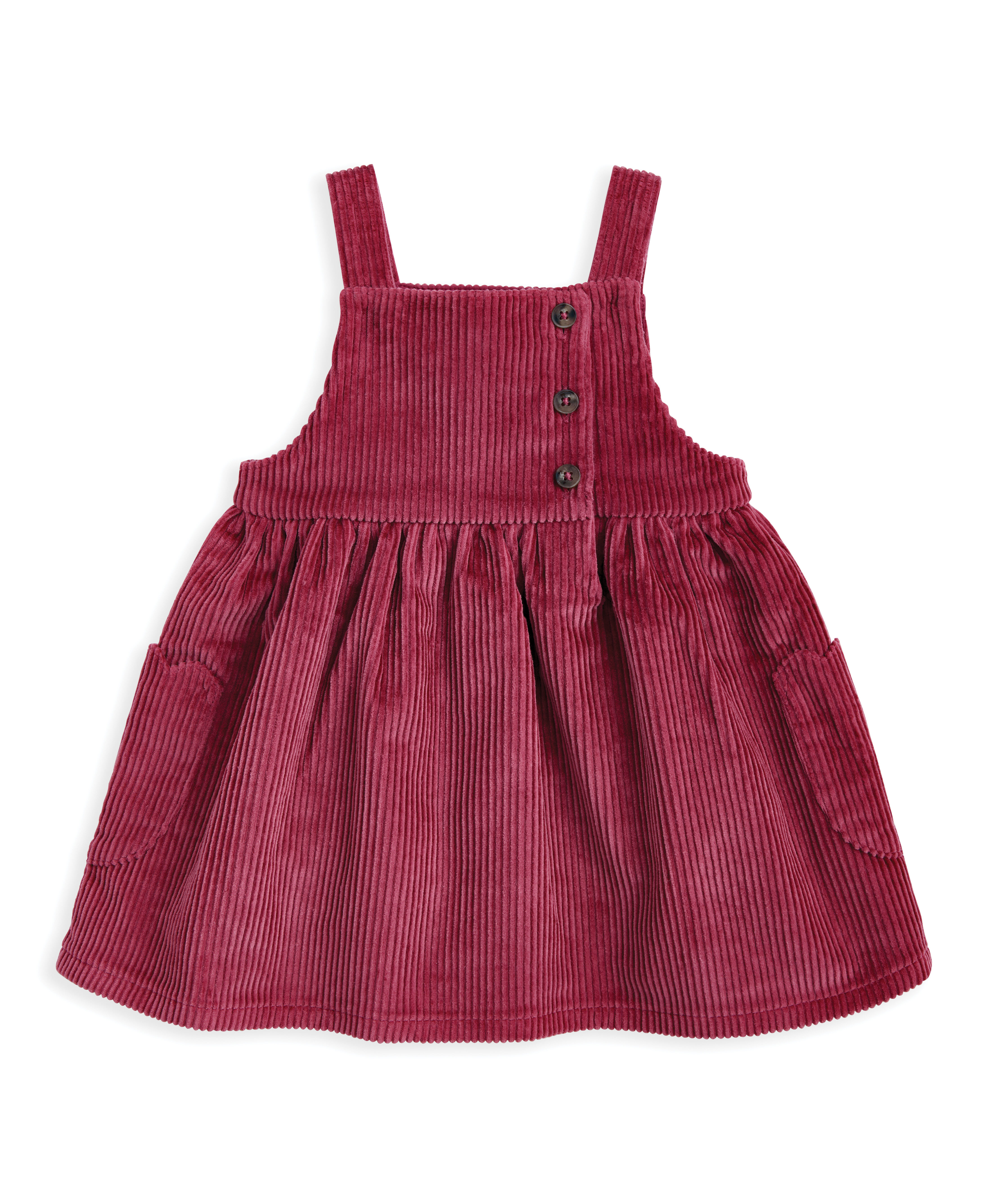 طقم فستان بتصميم مريلة قطن مخملي مضلع وبودي سوت بنقشة زهور، 2 قطع image number 3