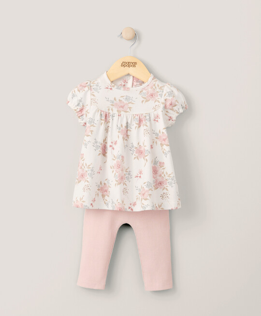 طقم تي شيرت بنقشة زهور ولغينغز طقم تي شيرت بنقشة زهور ولغينغز image number 1