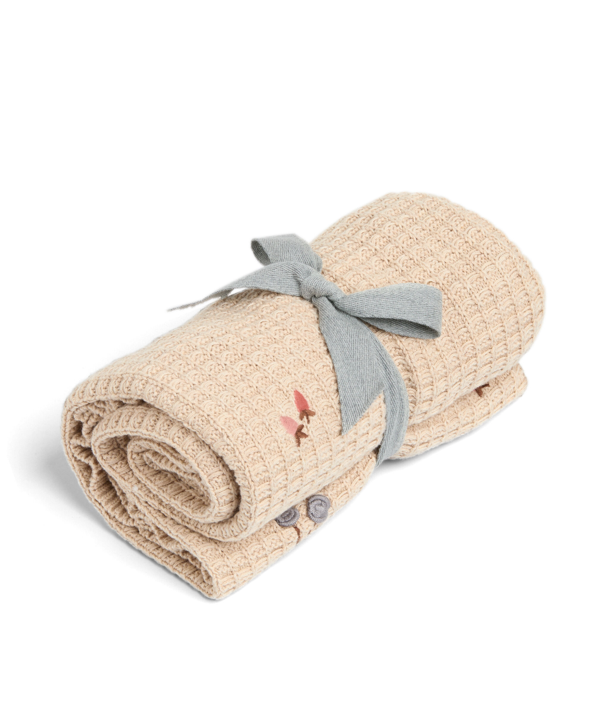 بطانية منسوجة بنقشة توت مزينة بكشكش image number 2